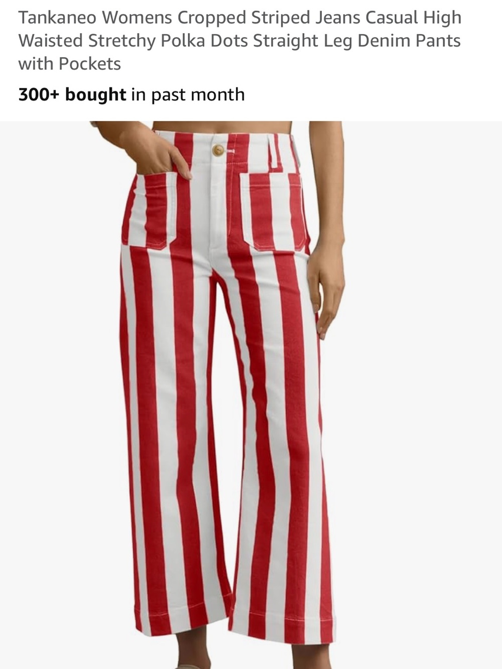 Striped Red & White High-Waist Wide-Leg Pants